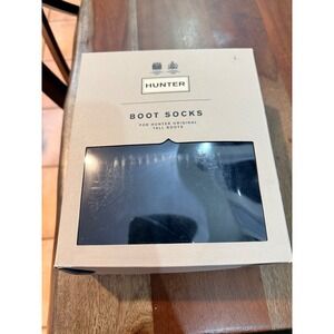 Hunter Fleece Tall Boot Socks Black Recycled Fleece Liners Large NIB